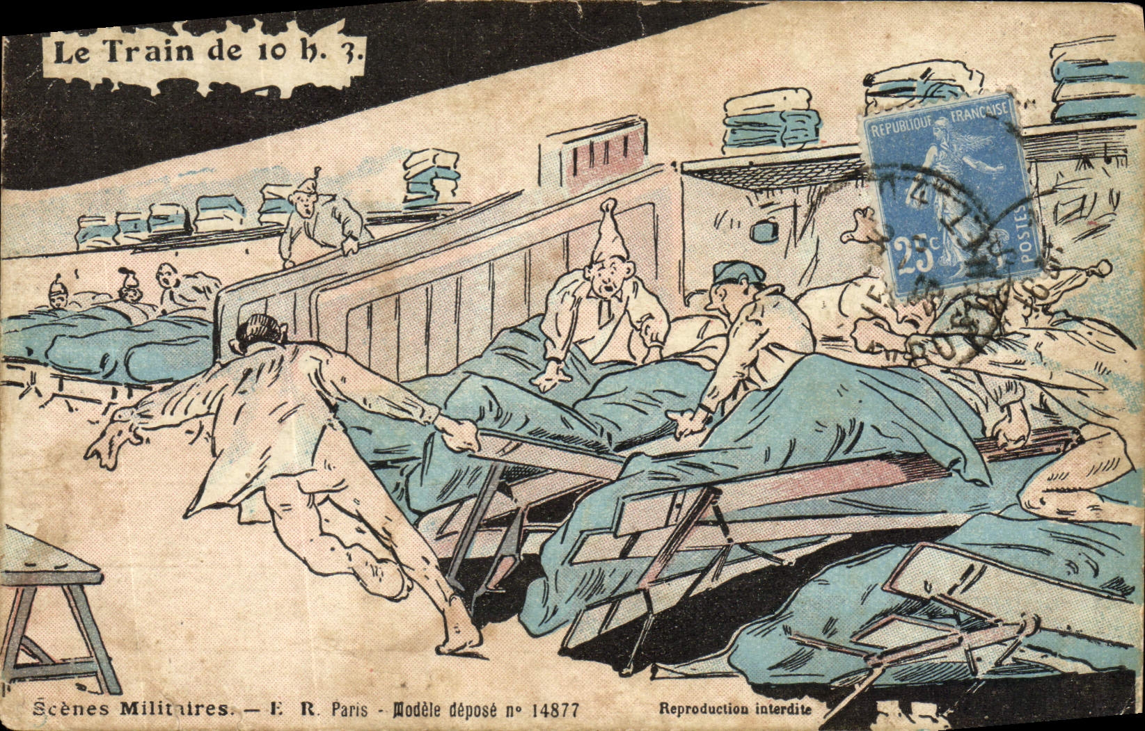 VINTAGE POSTCARD the Train of Militaria 10:00