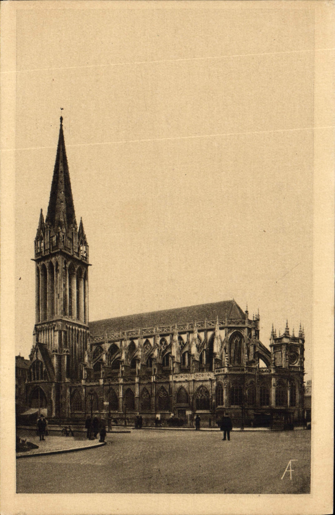 CPA Caen Place et Eglise Saint Pierre