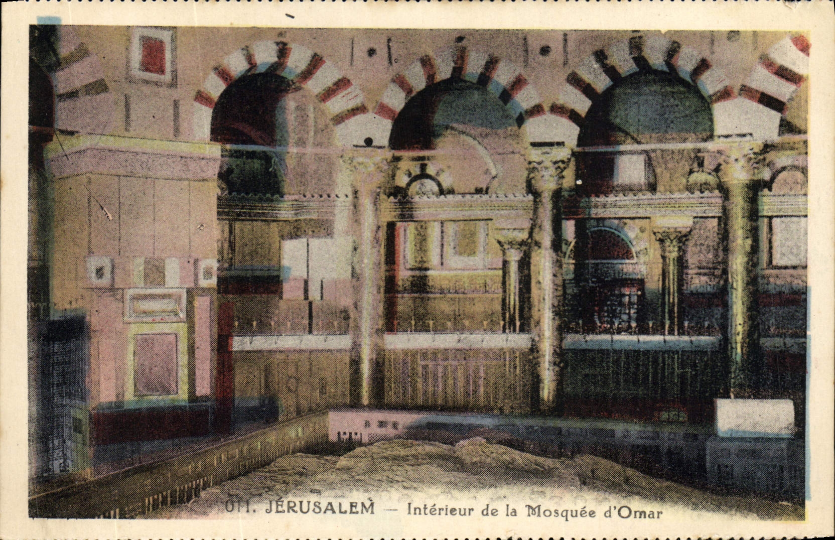 VINTAGE POSTCARD Jerusalem Interior of the Mosque of Omar