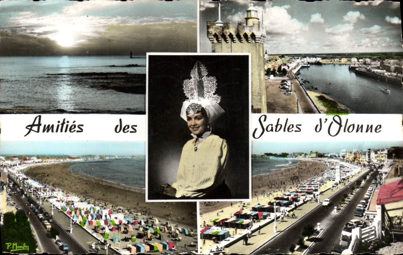 POSTAL MODERNA amistades Sables d'Olonne de los casquillos del folklore