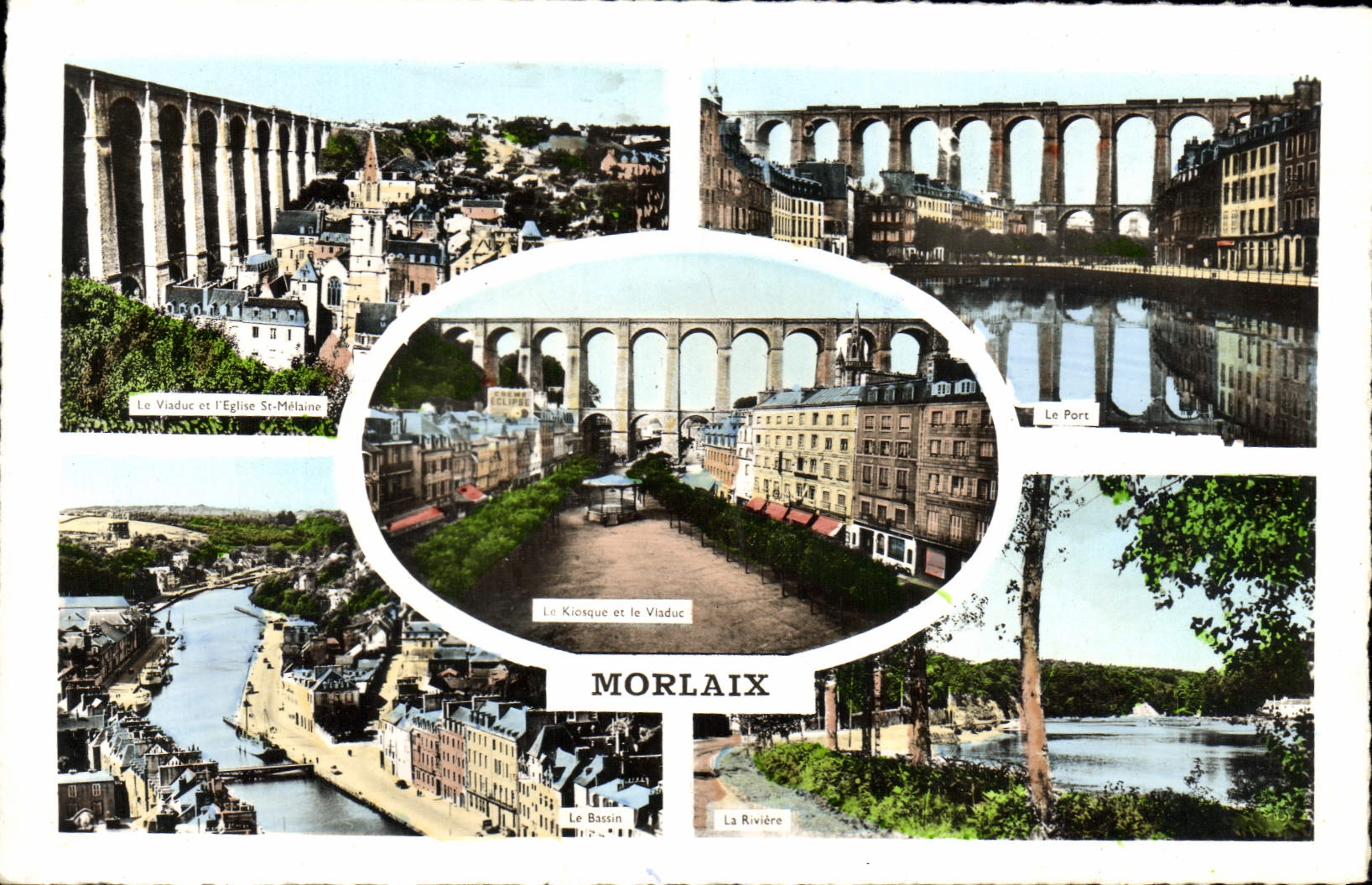 MODERN CARD Morlaix Viaduct Church St Melaine Port Basin