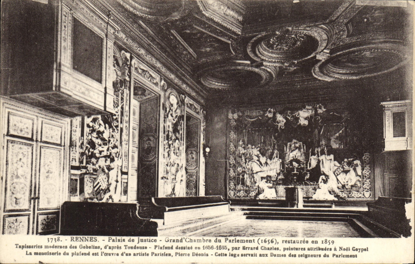 VINTAGE POSTCARD Rennes Large Law courts Room Of the Parliament