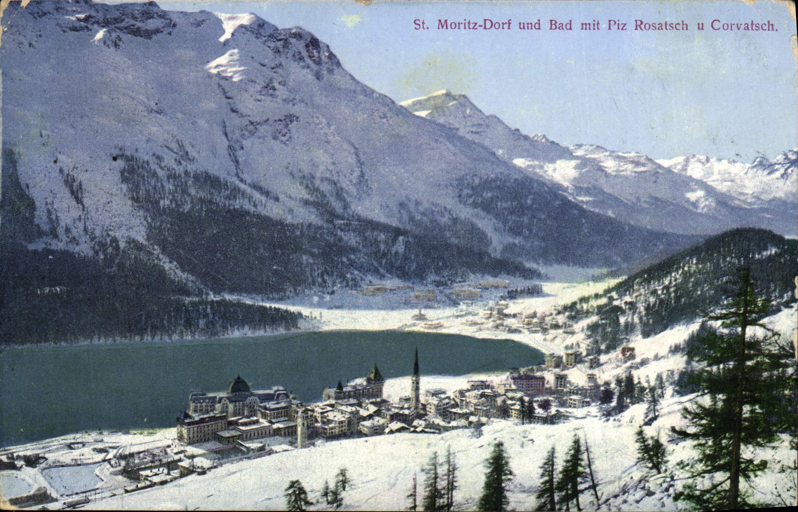 CPA St Moritz Dorf Und Bad Mit Plz Rosatsch A Corvatsch