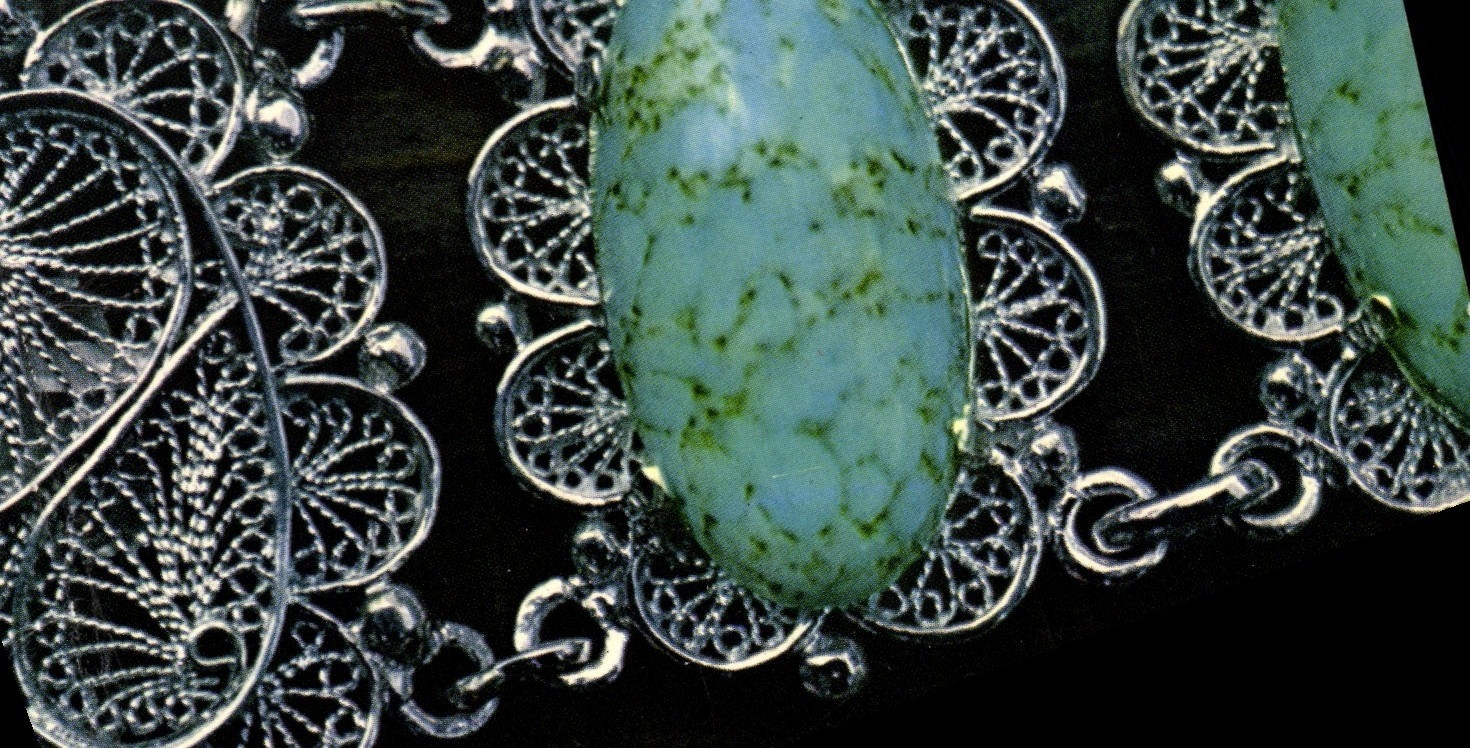 MODERN CARD Silver Bracelet And Turquoises Senegal Air Africa