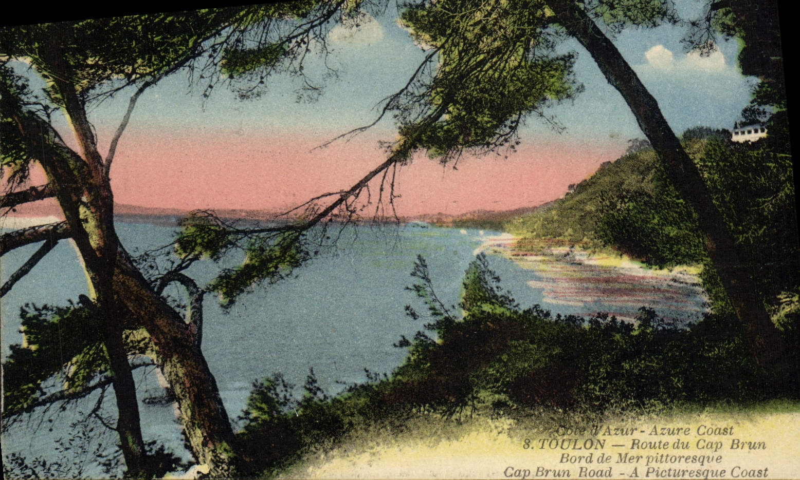VINTAGE POSTCARD Cote of Azure Blues Coust Toulon Route Of the Cape Brun