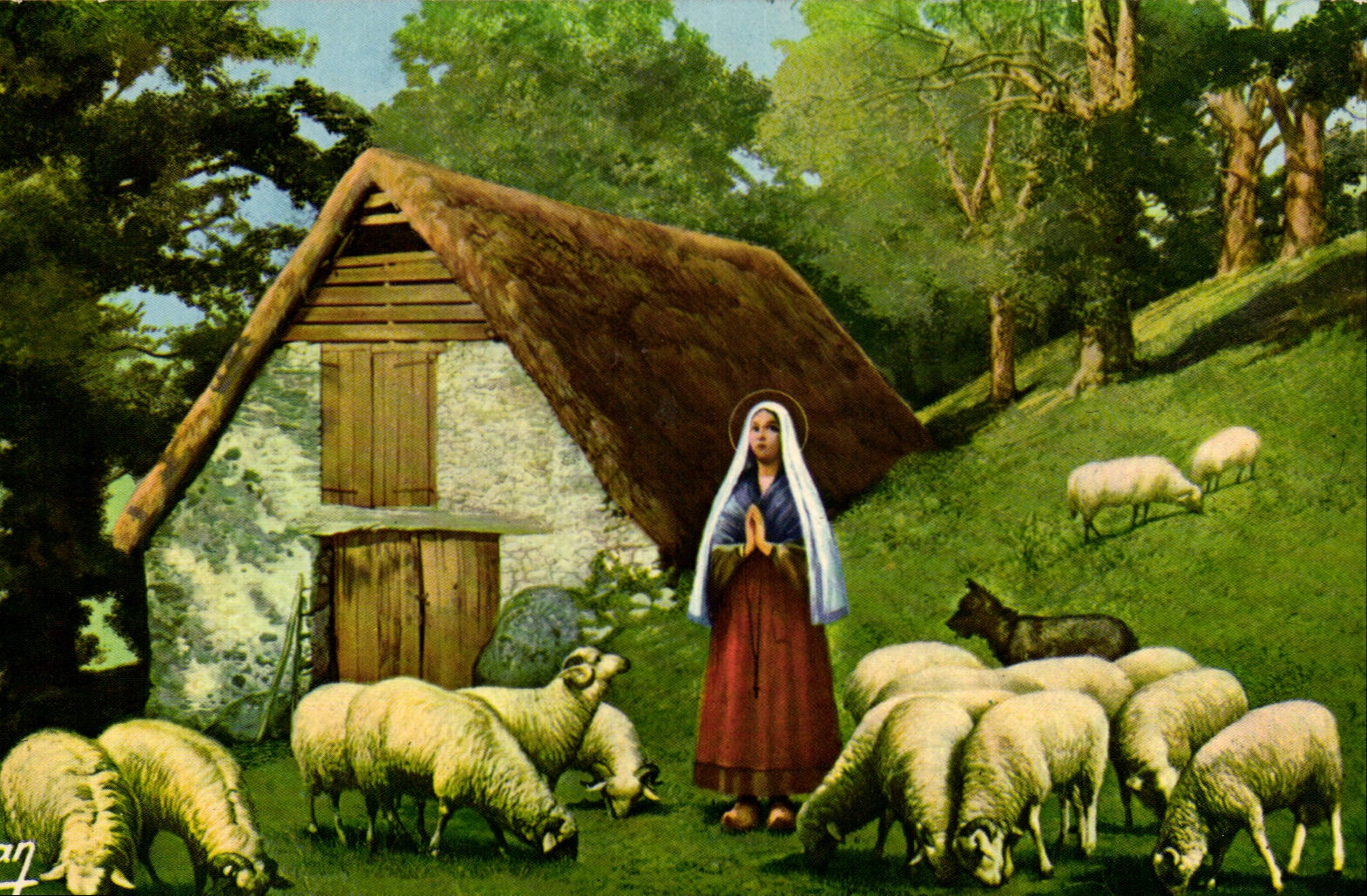 POSTAL MODERNA co. Bernadette que guarda sus ovejas tiene Bartres