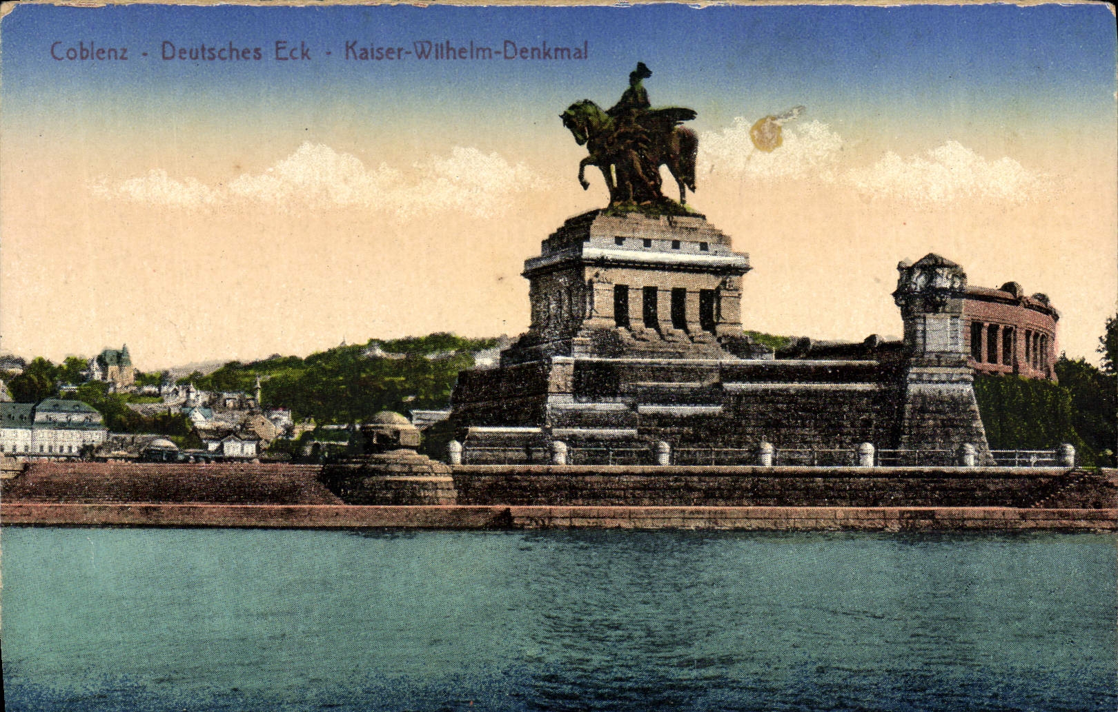 CPA Coblenz Deutsches Eck Kaiser Wilhelm Denkmal