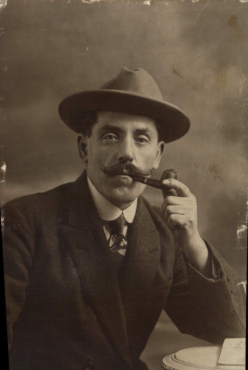 Real photo Man with the pipe