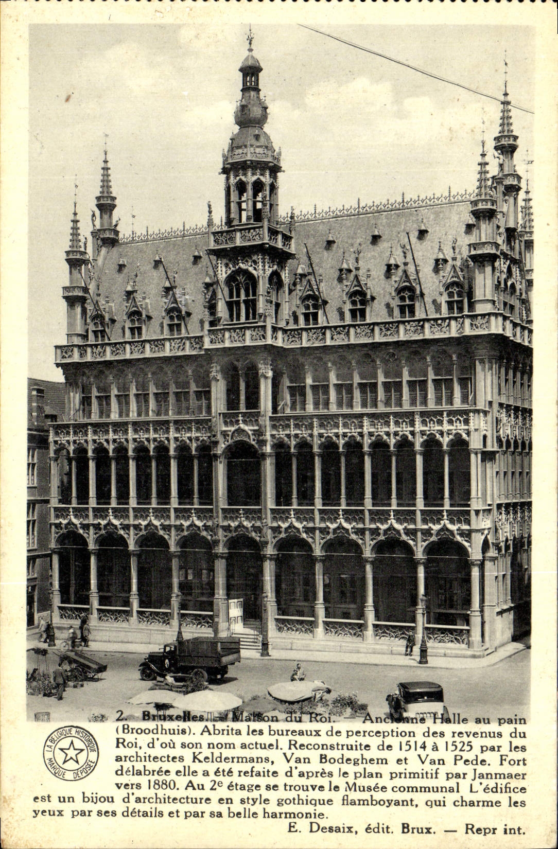 POSTAL Bruselas de la VENDIMIA la casa del rey Ancienne Market al pan