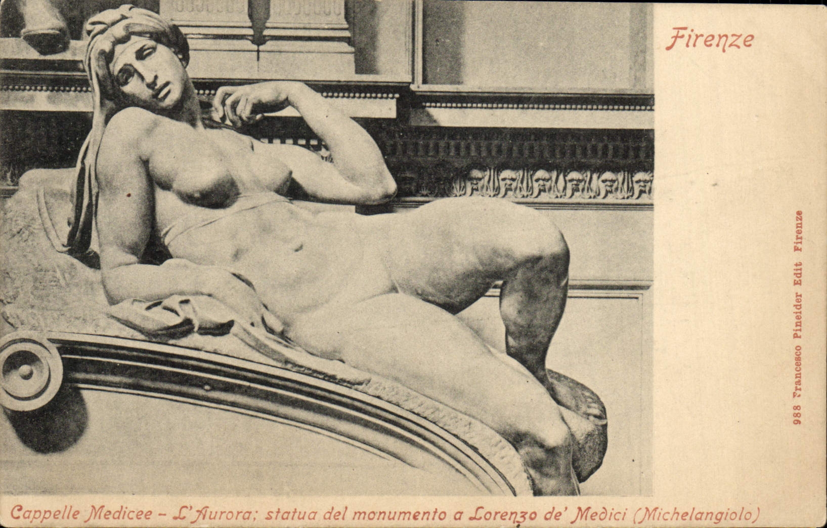 VINTAGE POSTCARD Firenze Cappelle Medicee will aurora It Michelangiolo
