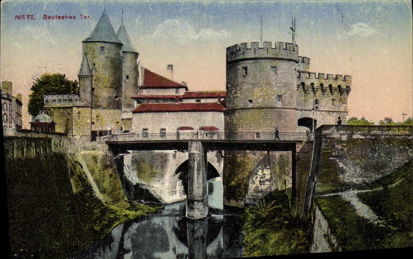 Tor de Metz Deutsches de la POSTAL de la VENDIMIA