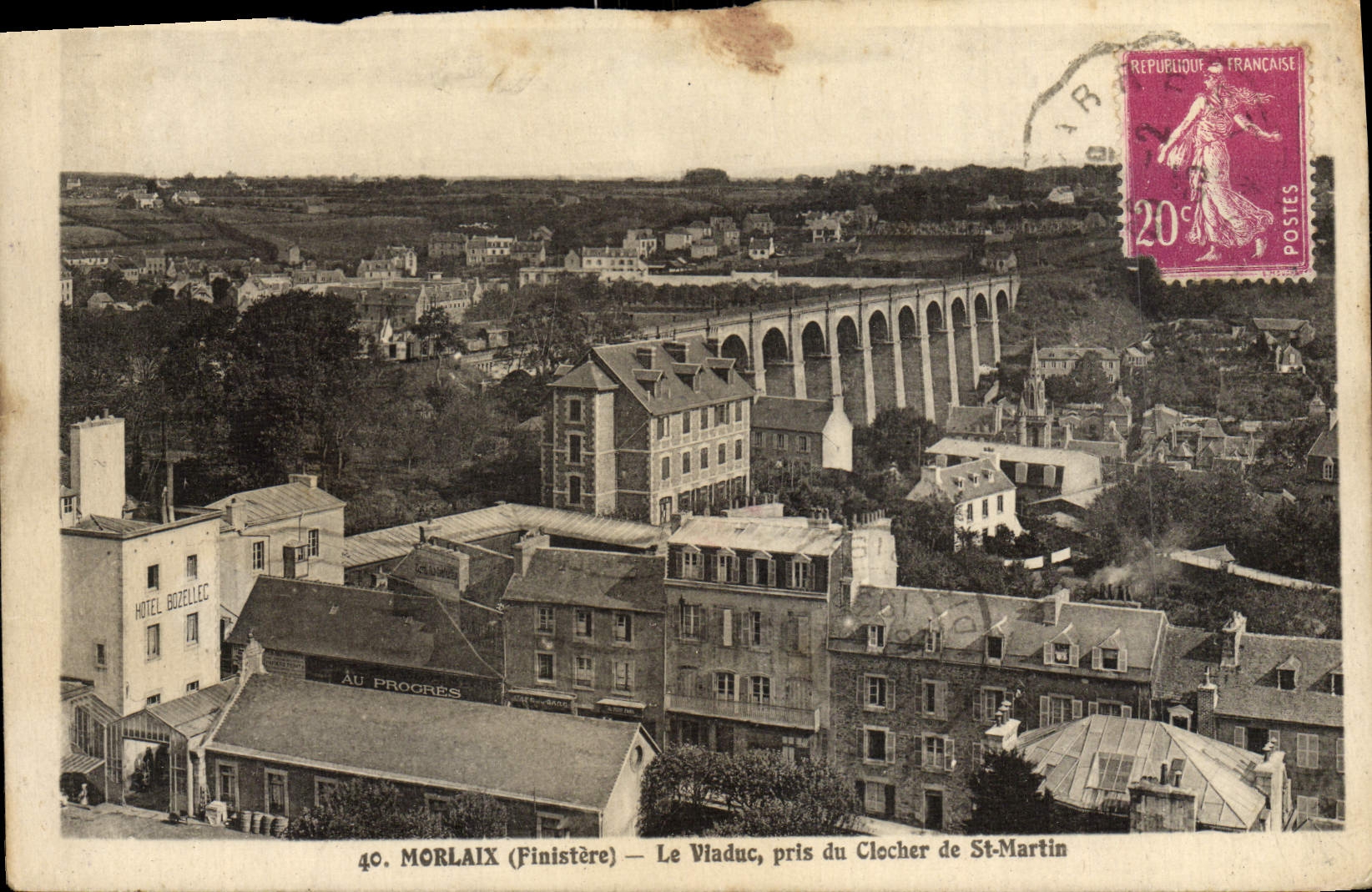 VINTAGE POSTCARD Morlaix the Viaduct Taken Of the Bell-tower Of St Martin