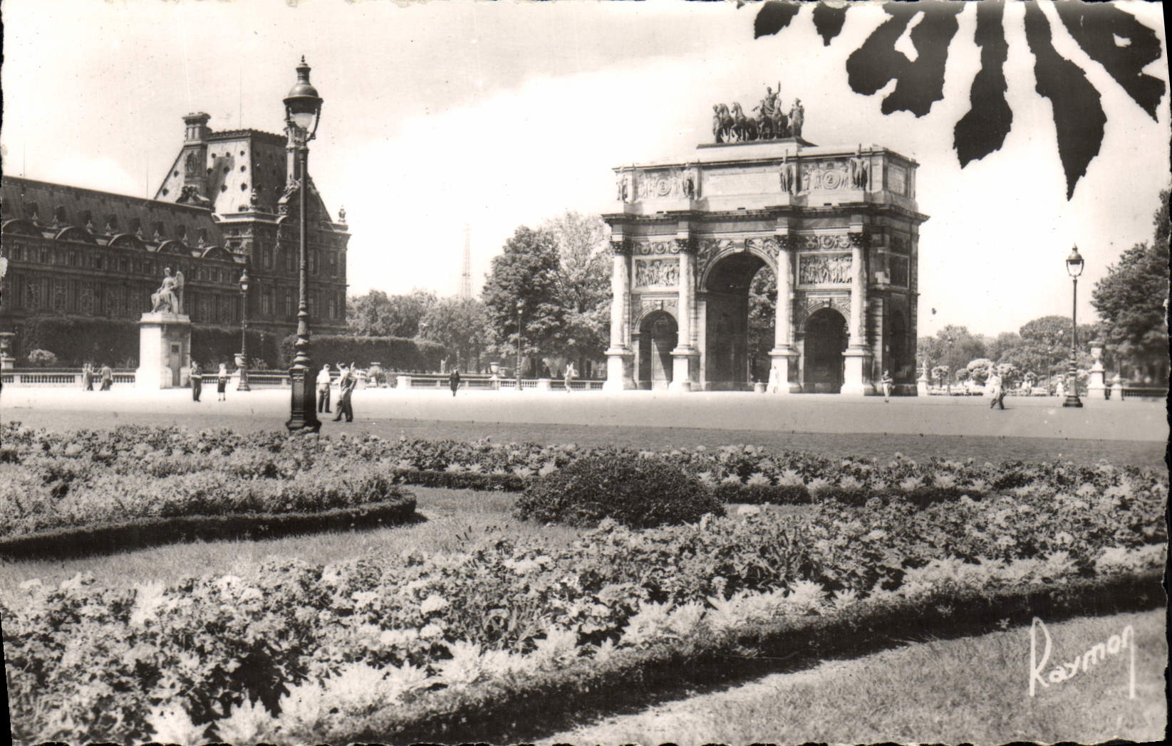 POSTAL MODERNA jardín de París de Tileries y el arco del carrusel