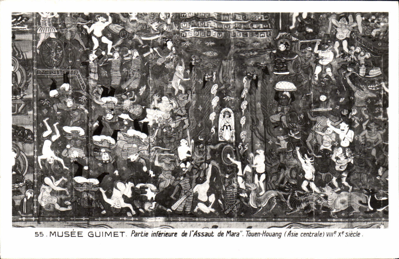 VINTAGE POSTCARD Museum Guimet Lower part of the Attack of Mara Touen Houang Central Asia