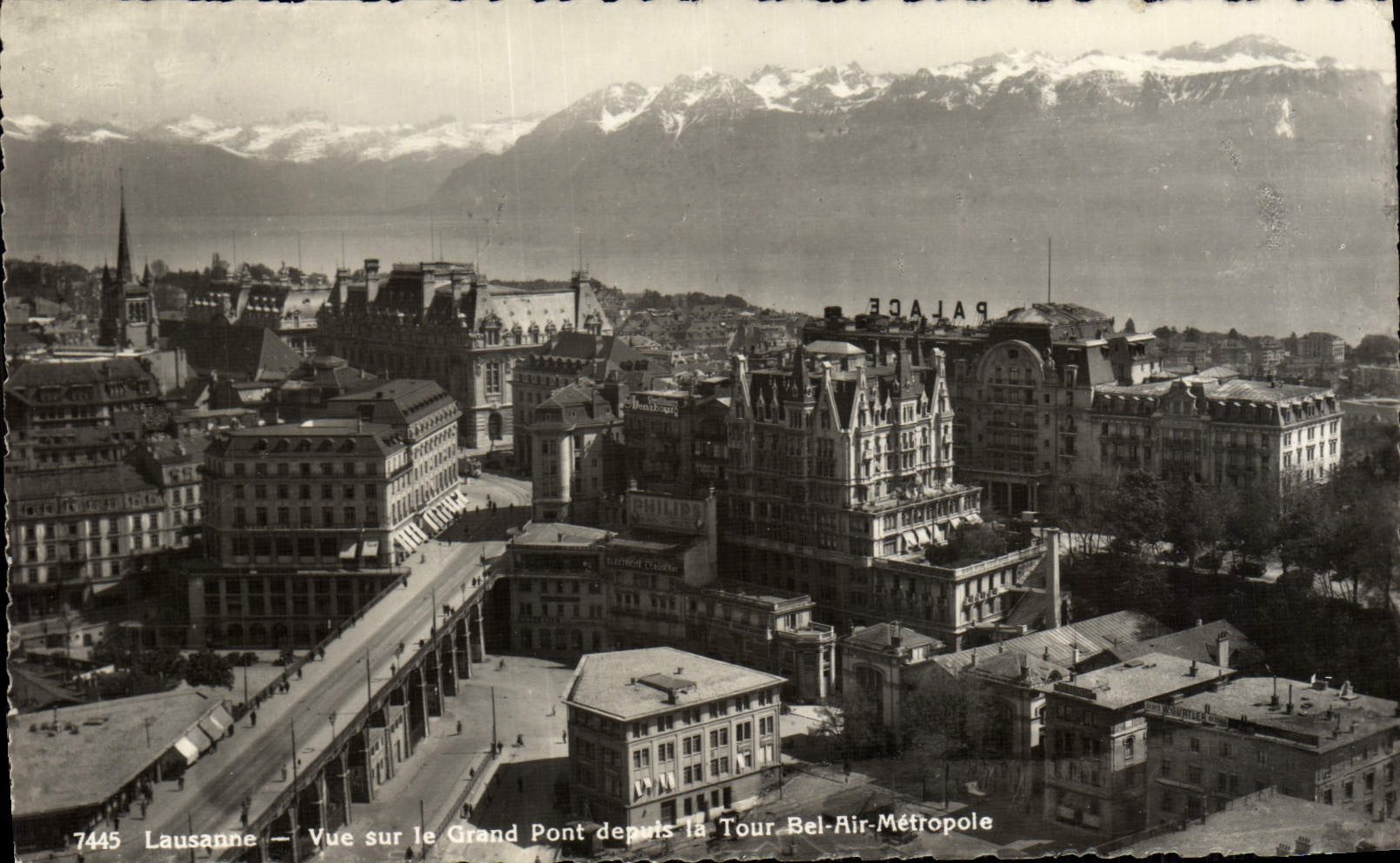 CPM Lausanne Vue Sur le Grand Pont departs la Tour Bel Air Metropole