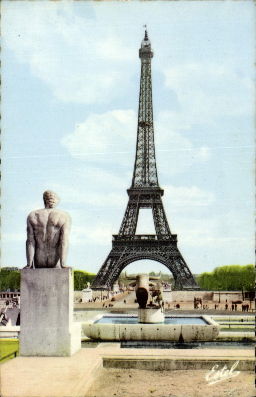 POSTAL MODERNA París la torre Eiffel vista de los jardines del paladar de Chaillot