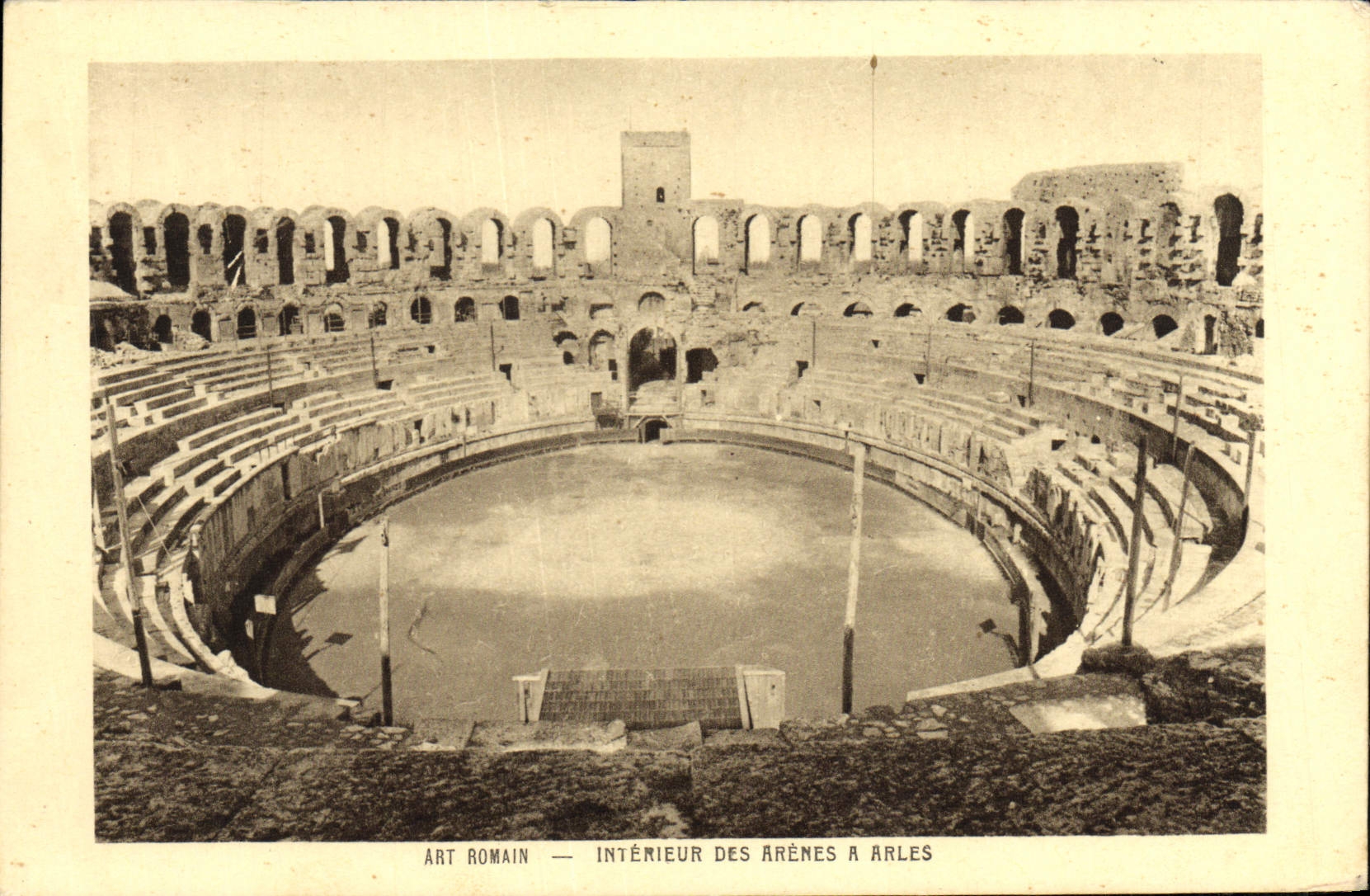 VINTAGE POSTCARD Interieur Of Arena has Arles