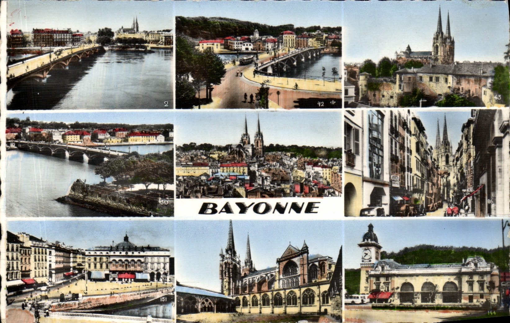 MODERN CARD Bayonne View Street Port Town hall