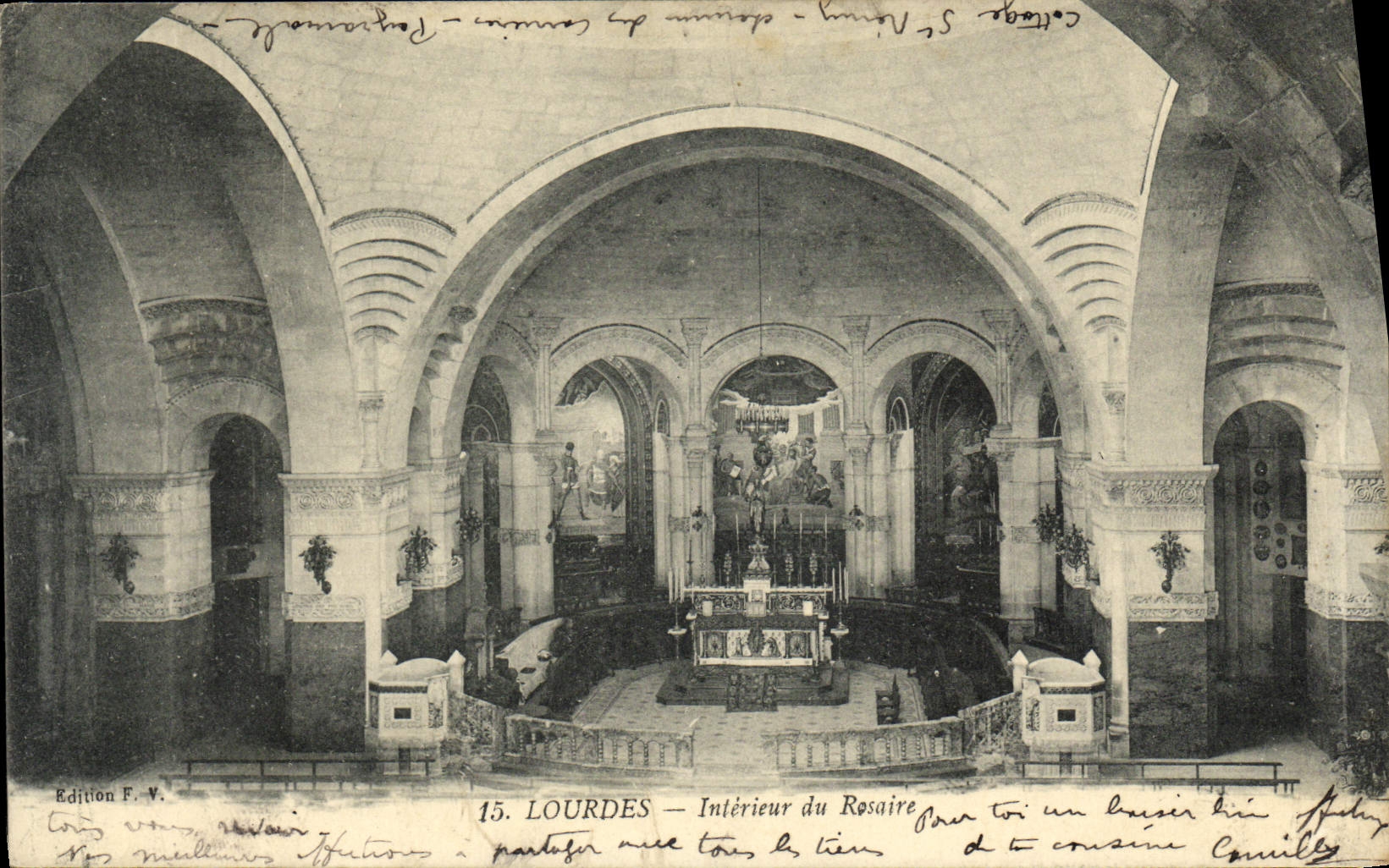 CPA Lourdes Interieur du Rosaire