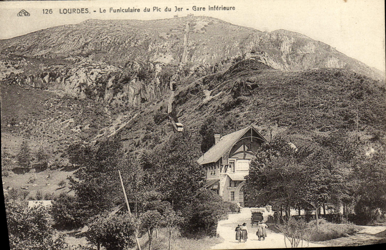CPA Lourdes Le Funiculaire du Pic du Jer Gare interieure