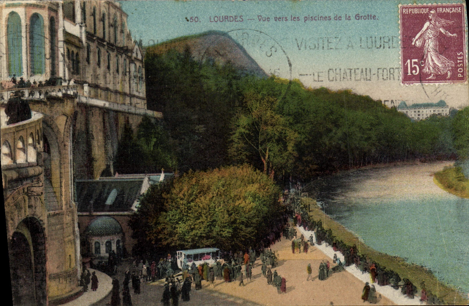 VINTAGE POSTCARD Heavy Sight towards the swimming pools of the Cave