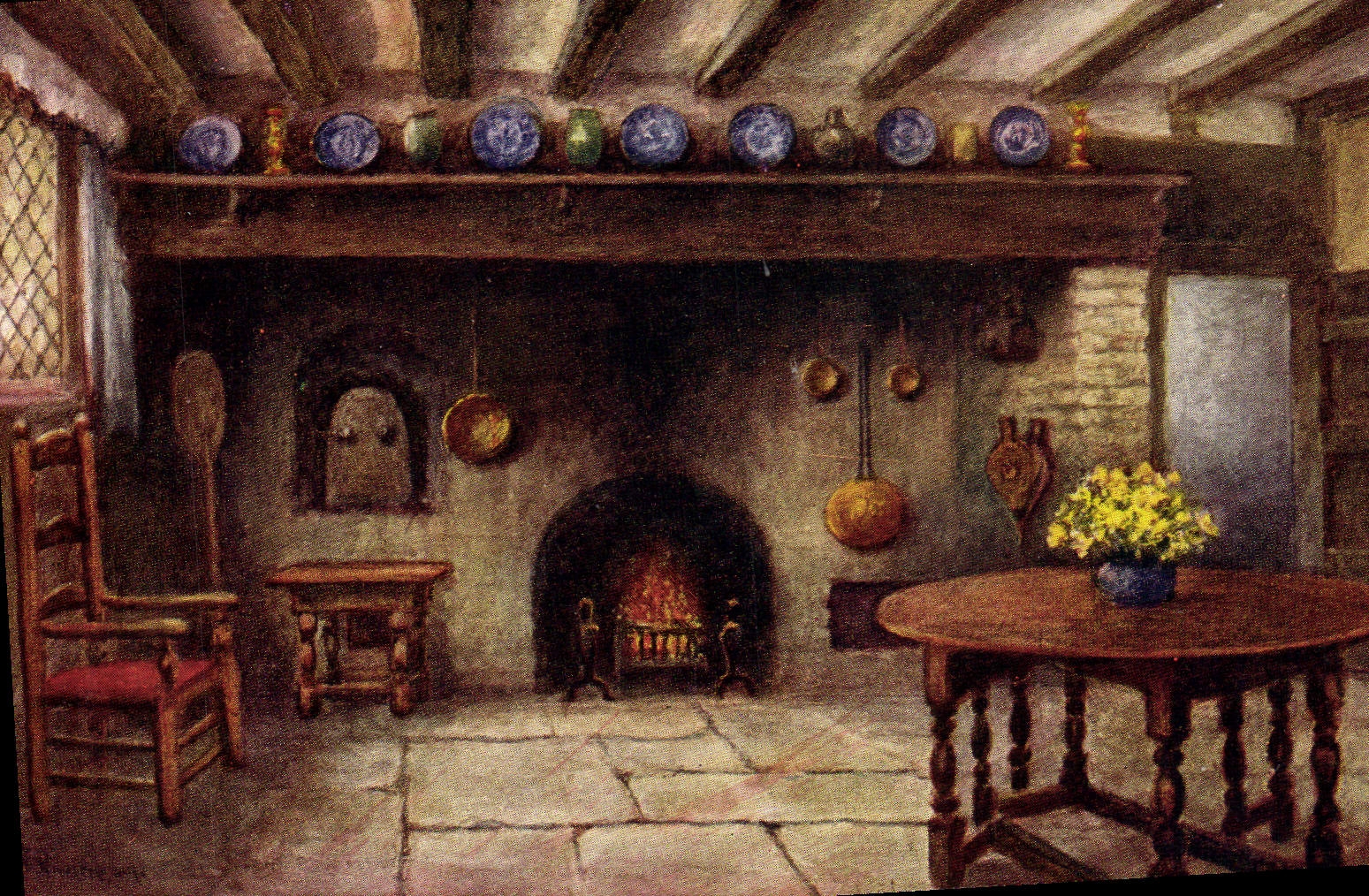 VINTAGE POSTCARD The Kitchen Anne Hathaway' S Cottage Stratford Upon Avon
