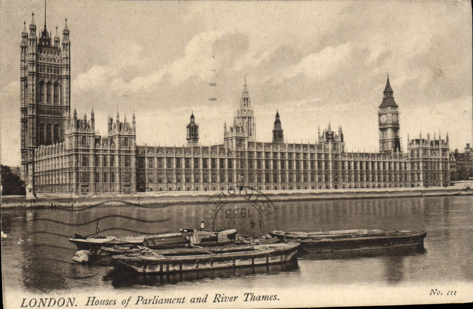 La POSTAL Londres de la VENDIMIA contiene del parlamento y clavar Thames