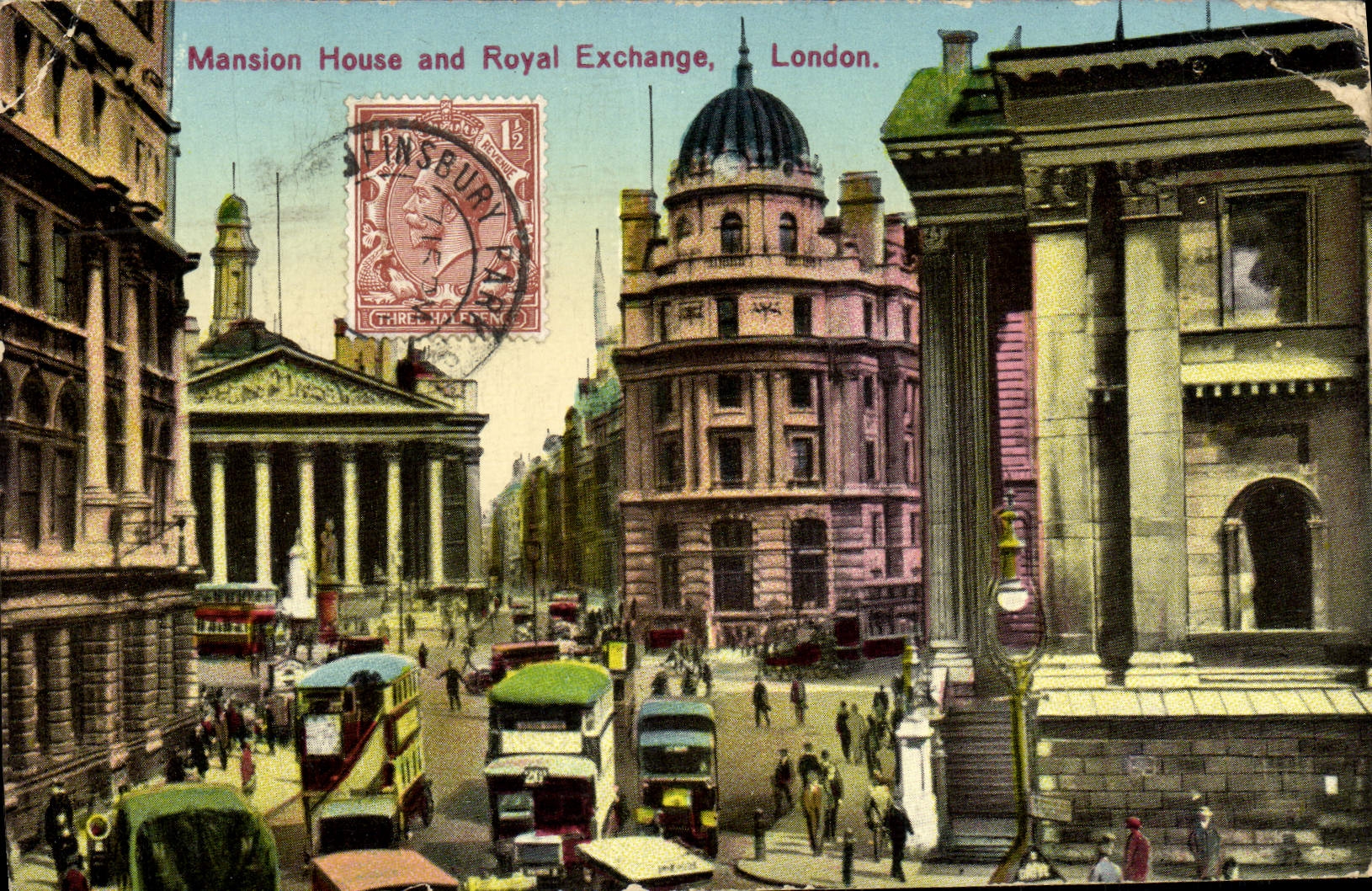 Casa de mansión de Londres de la POSTAL de la VENDIMIA e intercambio real