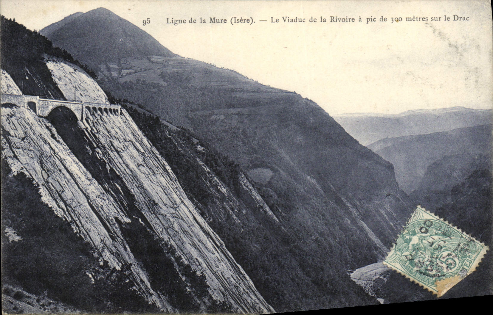 VINTAGE POSTCARD Ligne of Walls the Viaduct of Rivoire has Pic on Drac