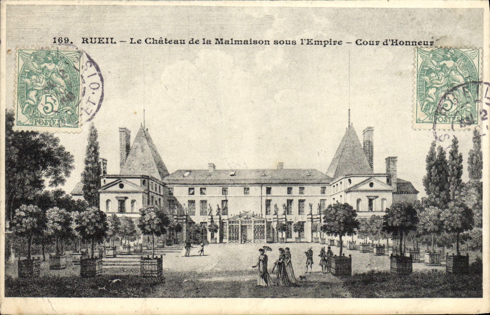 VINTAGE POSTCARD Rueil the Castle of Malmaison under the Empire Main courtyard