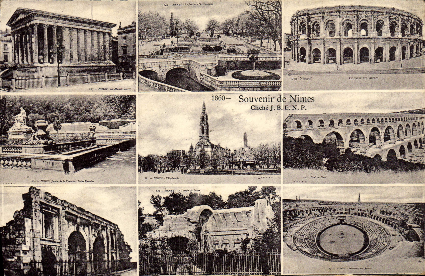 Arena del recuerdo de Nimes de la POSTAL de la VENDIMIA