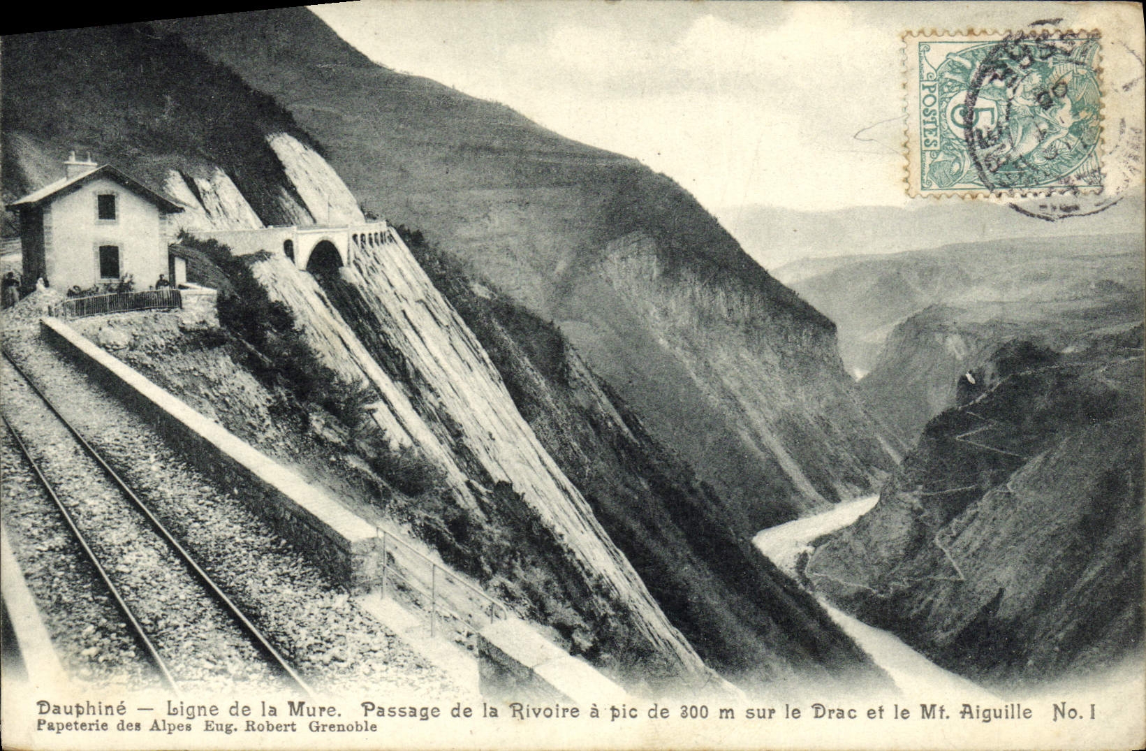 VINTAGE POSTCARD Passage of Rivoire has peak on Drac and the MT Switches