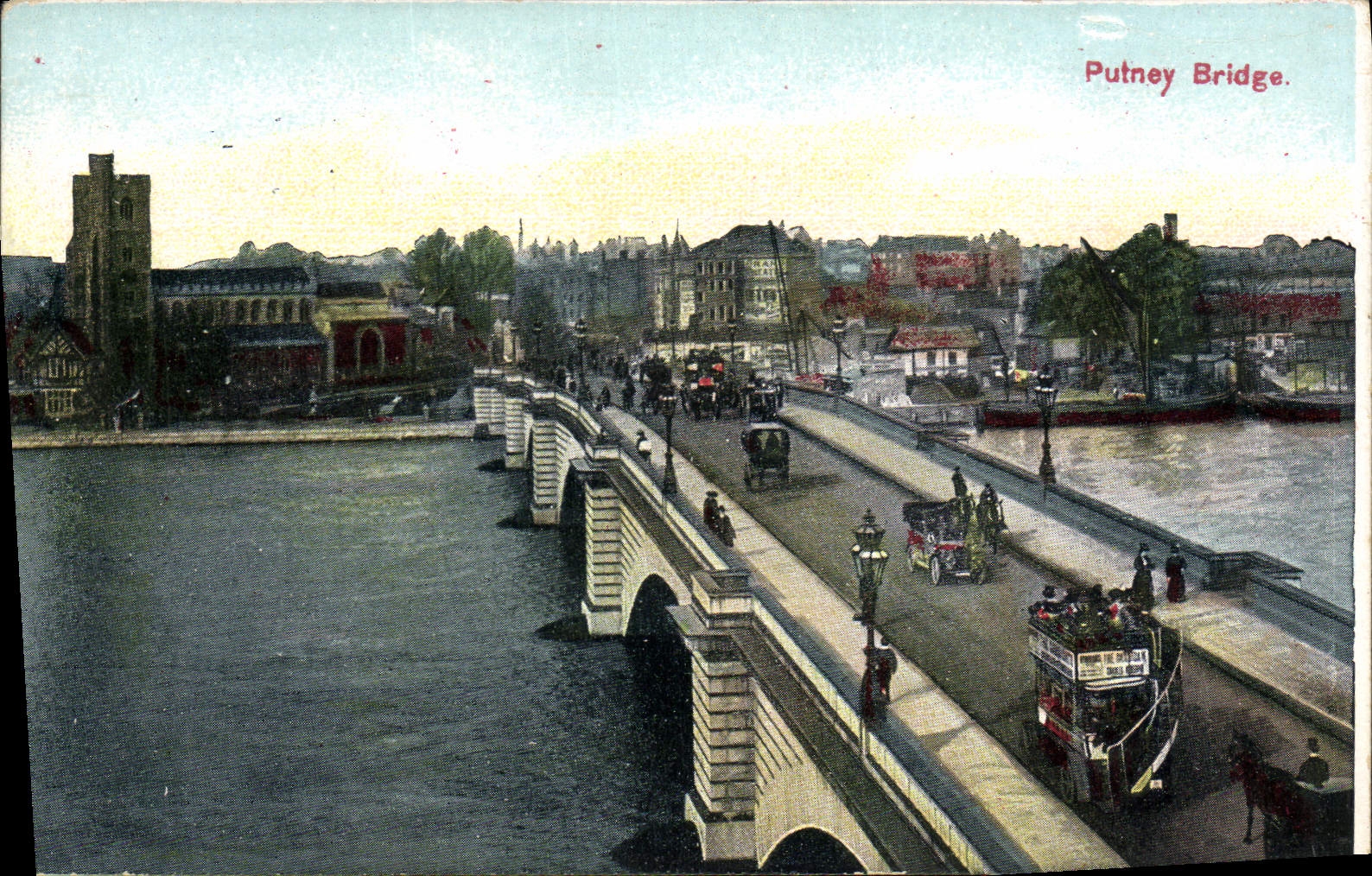 Puente de Putney Londres de la POSTAL de la VENDIMIA