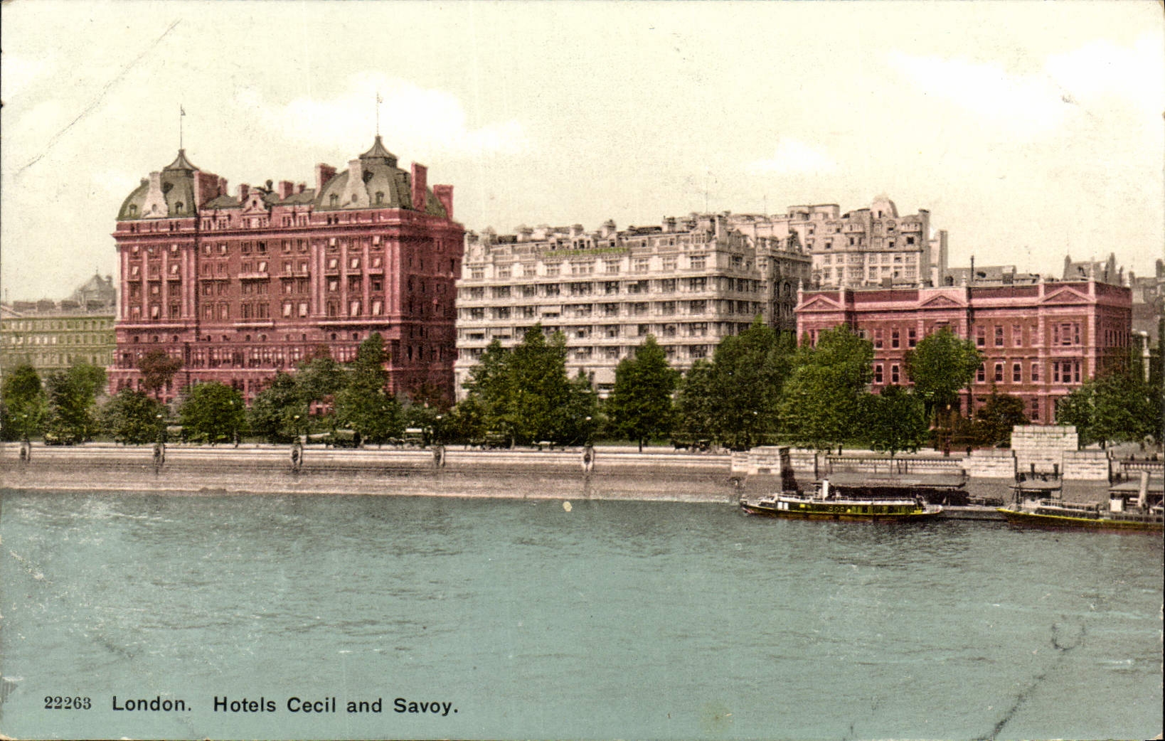 Hoteles Cecil de Londres de la POSTAL de la VENDIMIA y col rizada
