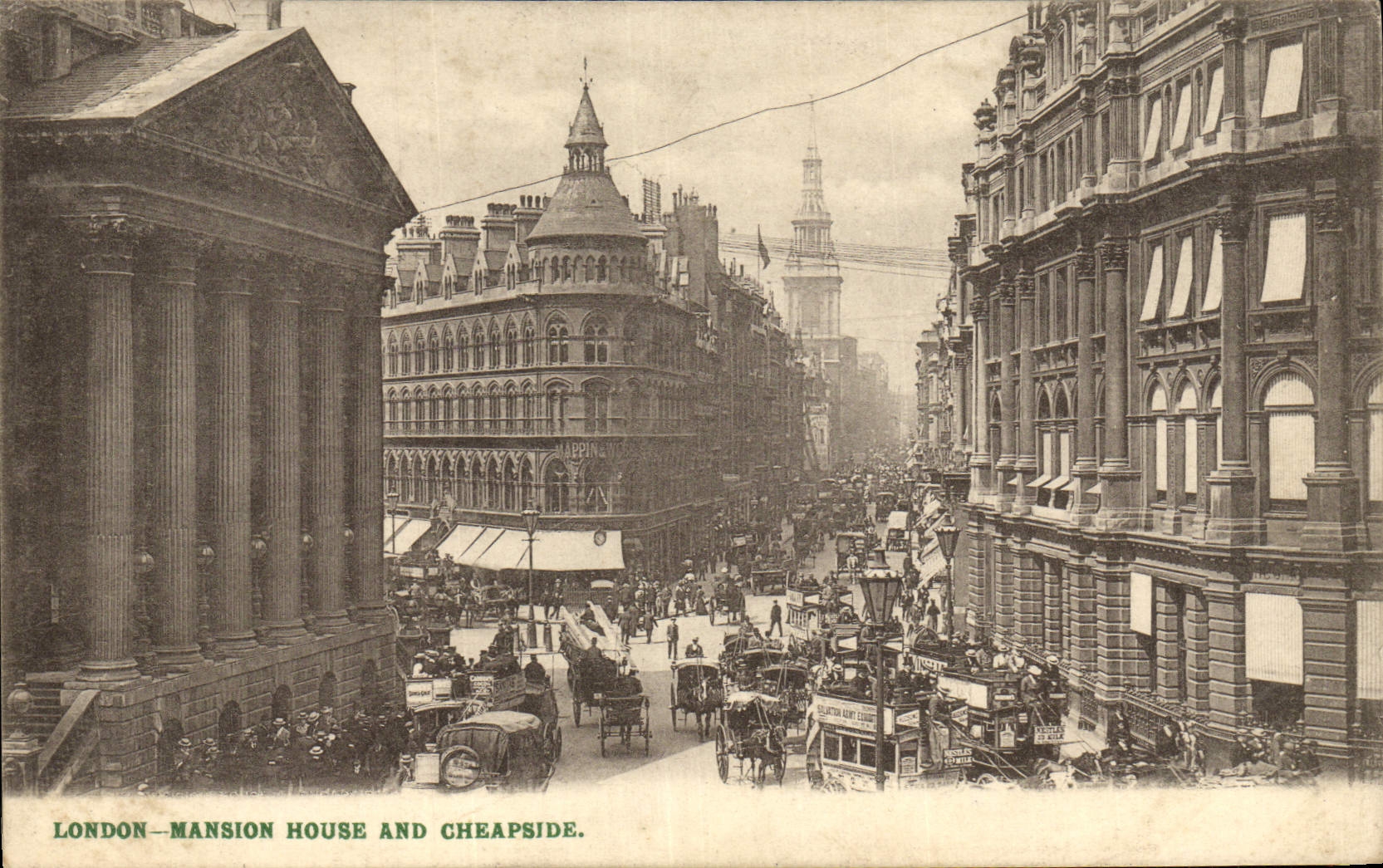 VINTAGE POSTCARD London Mansion House And Cheapside