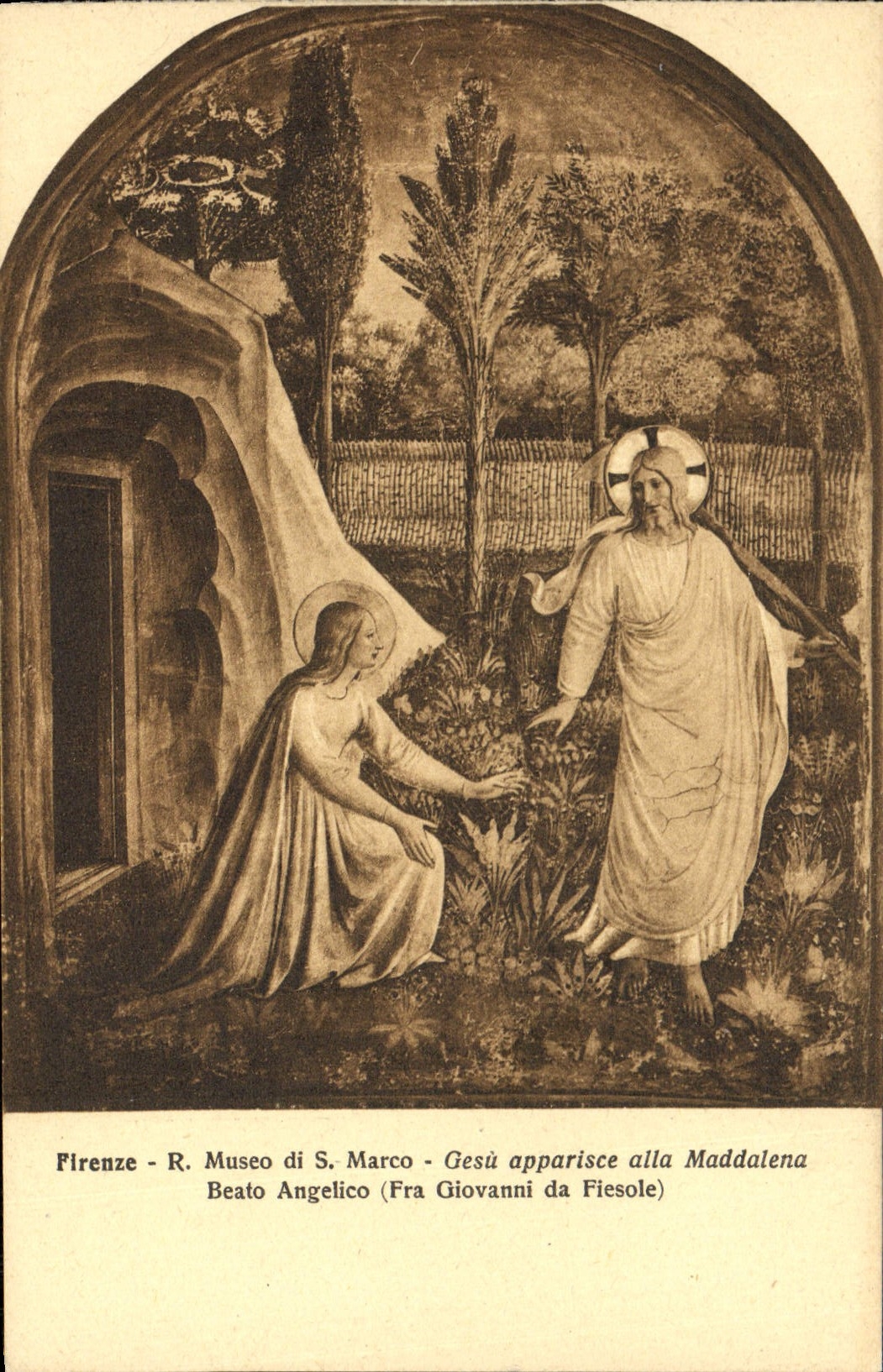VINTAGE POSTCARD Firenze Museo Gesu Apparisce Went Maddalena Beato Angelico FRA Giovanni da Fiesole