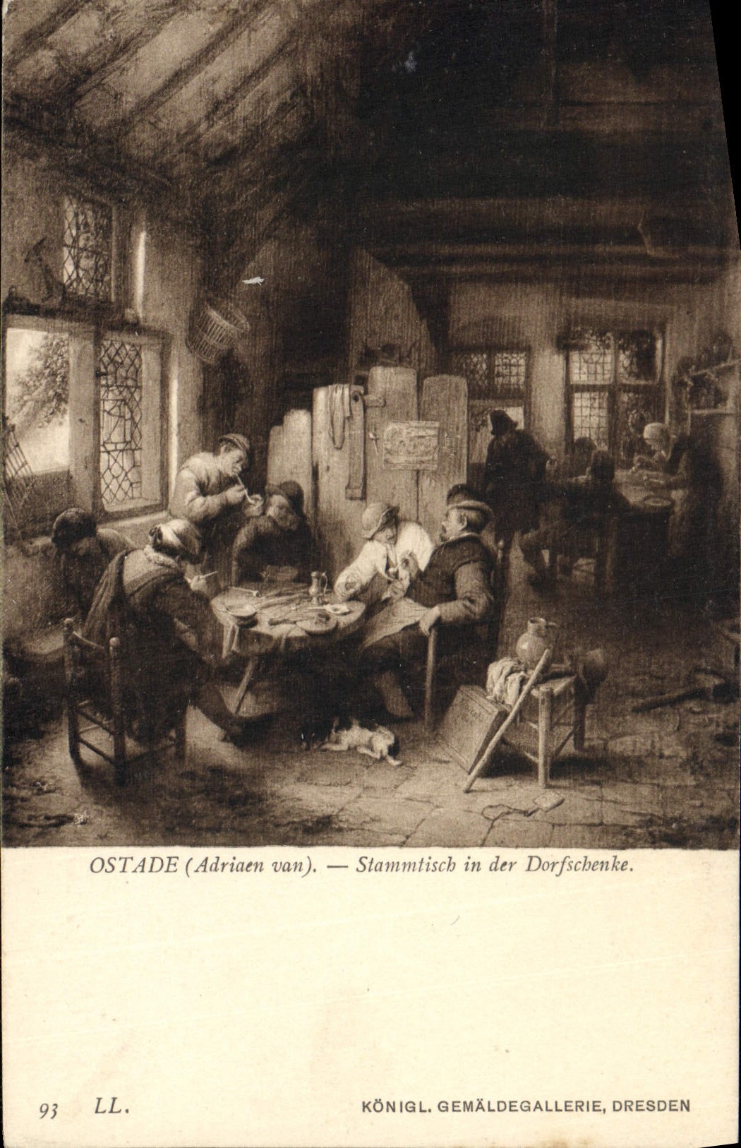 VINTAGE POSTCARD Ostade Stammlisch in der Dorfschenke Dresden
