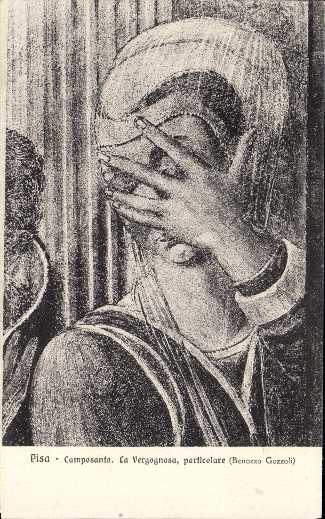 VINTAGE POSTCARD Camposanto Vergognosa Particolare Benozzo Gozzoli Rammed