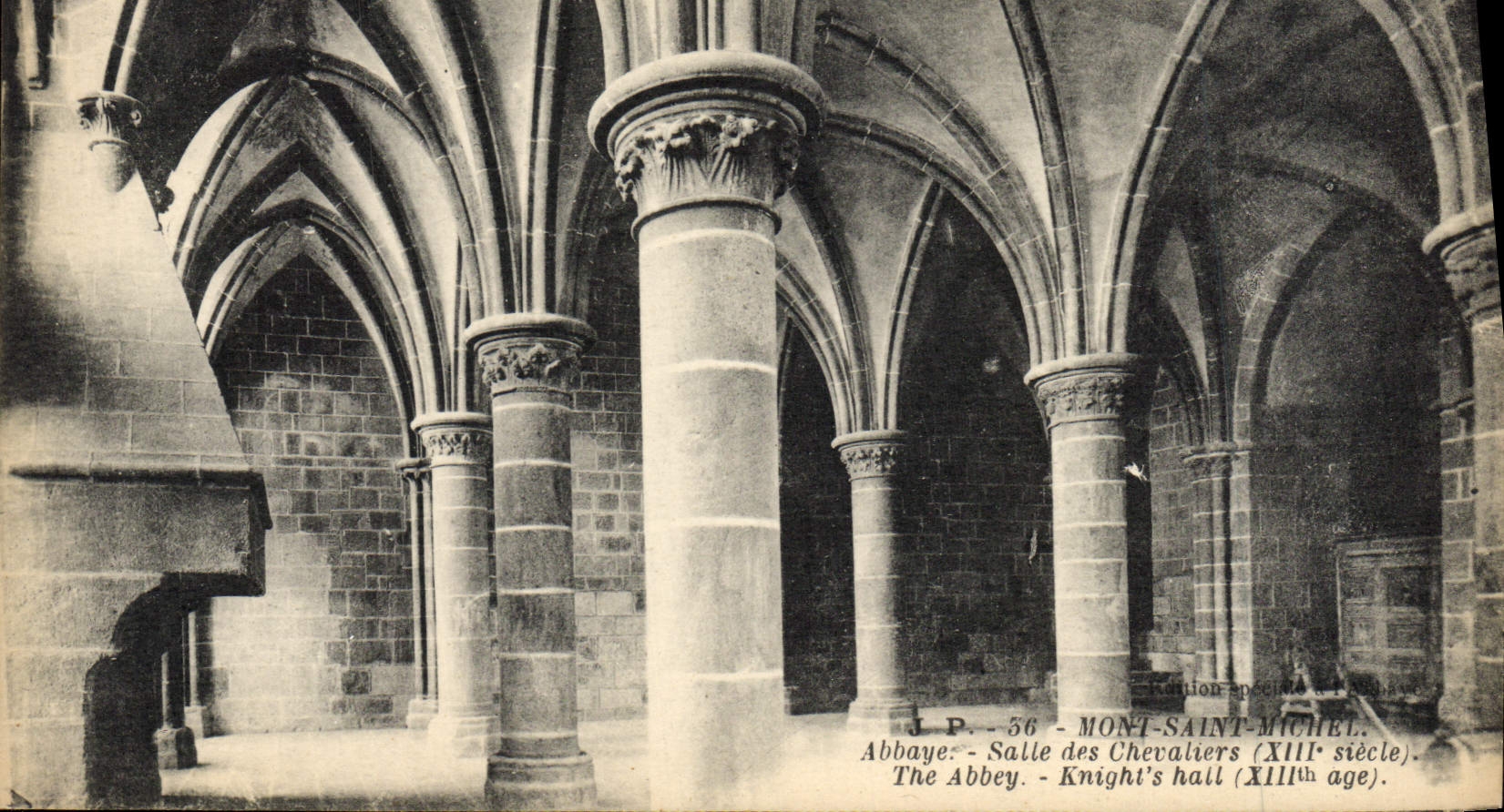 VINTAGE POSTCARD Mont Saint Michel Room Abbey Of the Knights