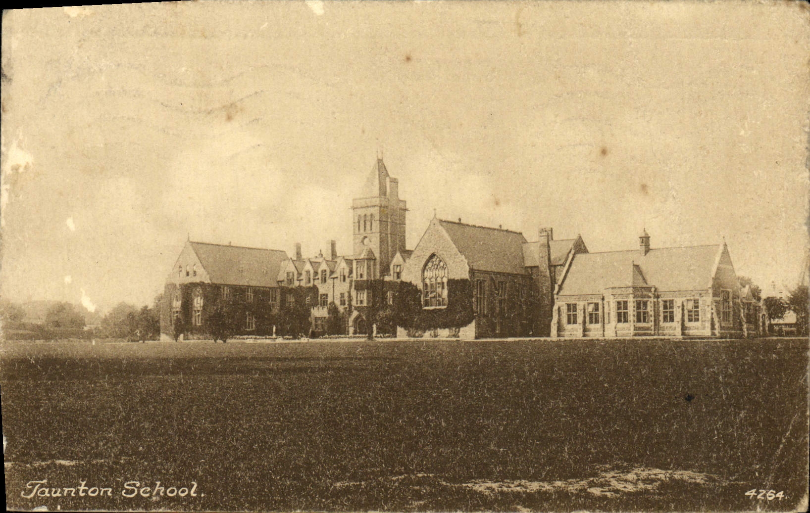VINTAGE POSTCARD Taunton school