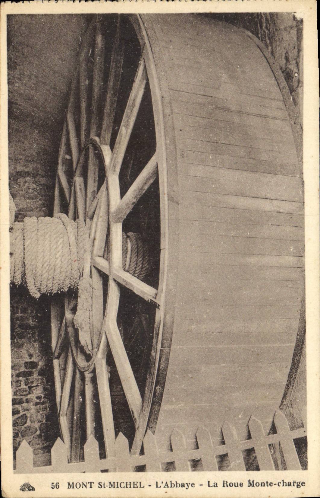 VINTAGE POSTCARD Mont St Michel the Abbey the wheel Assembles Load