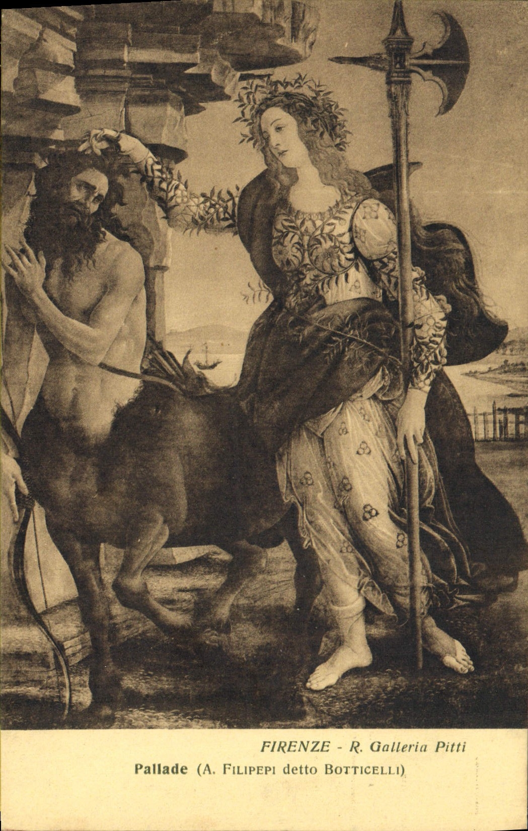 VINTAGE POSTCARD Firenze Galleria Pitti Pallade Filipepi detto Botticelli