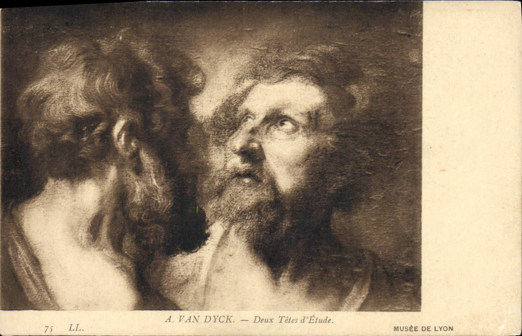 VINTAGE POSTCARD Van Dyck Two Heads Of Details Museum of Lyon