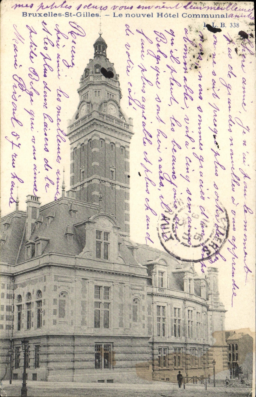 St Gil de Bruselas de la POSTAL de la VENDIMIA el nuevo hotel comunal