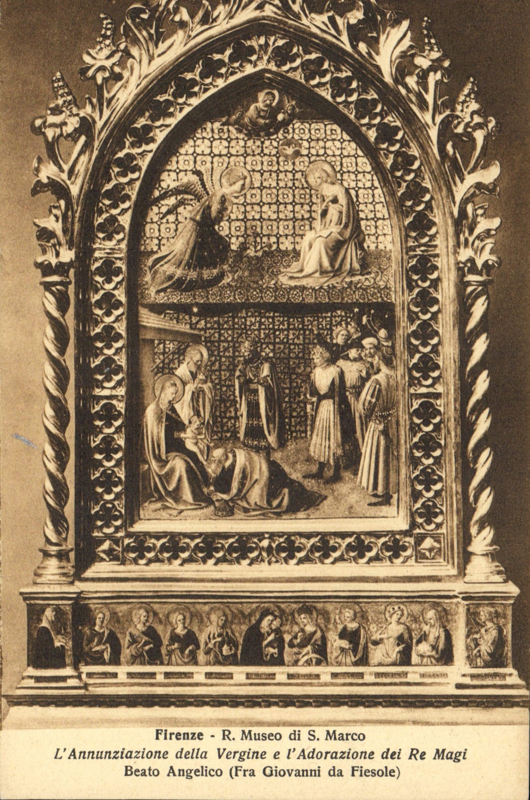 VINTAGE POSTCARD Firenze Museo di S Marco the annunziazione della Vergine E the adorazione dei Re Magi Beato Angelico FRA Giovanni Fiesol