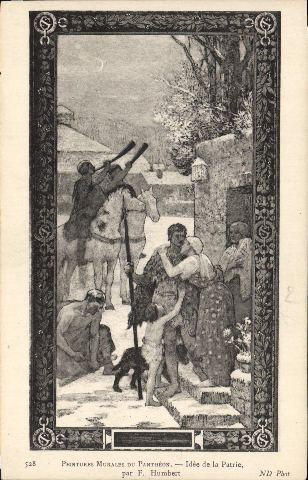 VINTAGE POSTCARD Murals Of the Pantheon Idea of the Humbert fatherland