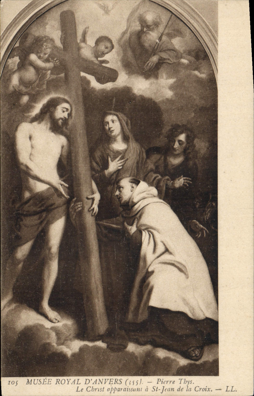 VINTAGE POSTCARD Royal Musee Of Antwerp Pierre Thys Christ appearing has St Jean of the Cross