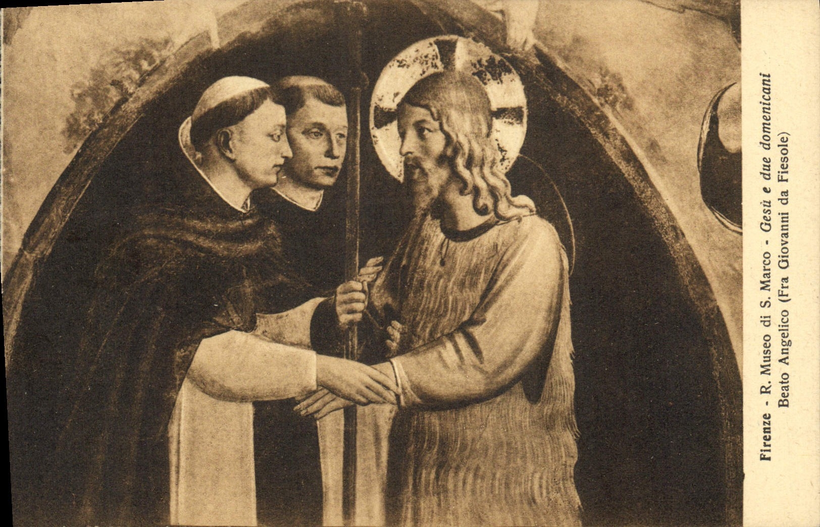 VINTAGE POSTCARD Firenze Museo di Marco Gesu due Domenicani Beato Angelico FRA Giovanni da Fiesole