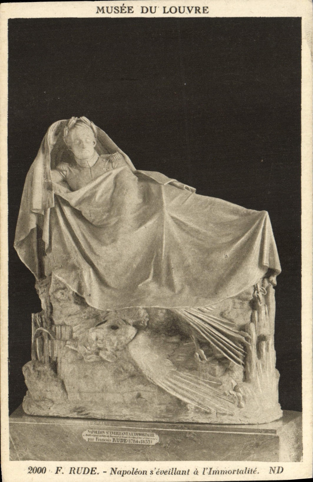 VINTAGE POSTCARD Museum of Hard Louvre Paris Napoleon waking up with immortality