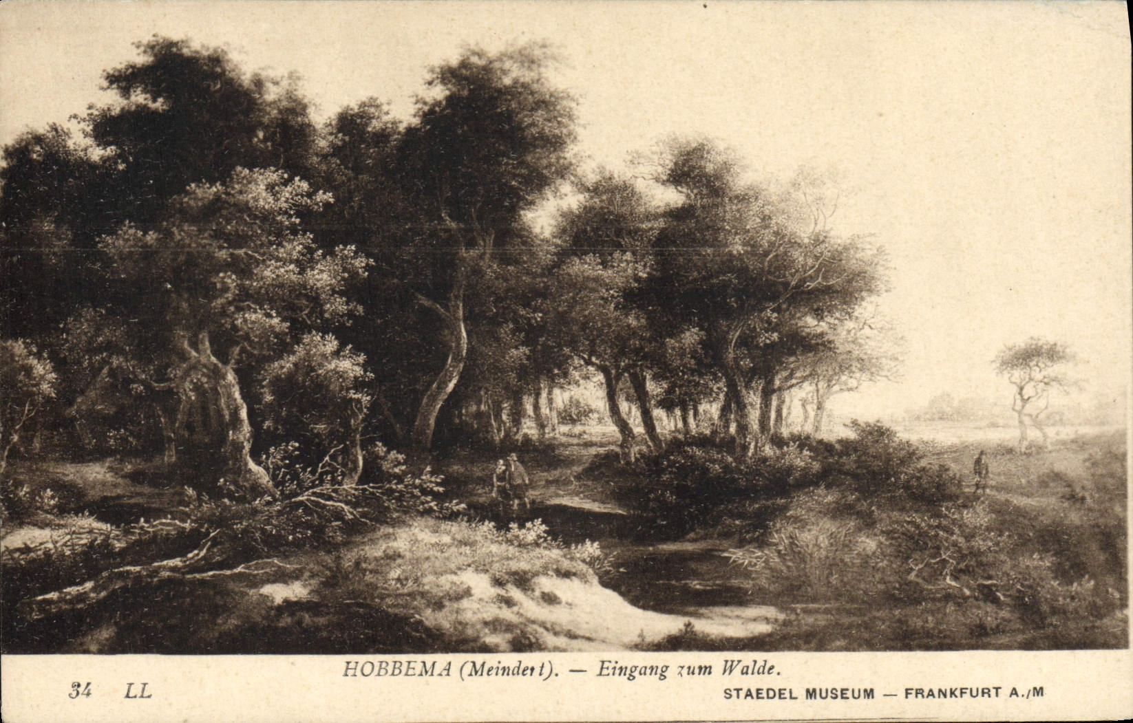 VINTAGE POSTCARD Hobbema Eingang Staedel Frankfurt Museum